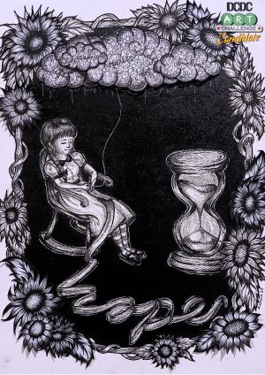 "Catharsis" - mix media on canvas (painting,drawing,pop up paper)