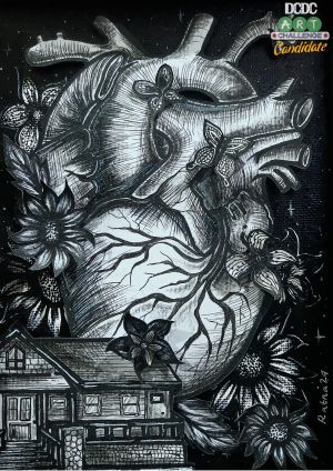 "Jantung Rumah (Ibu)" - (manual art,pop up paper and mix media on canvas)